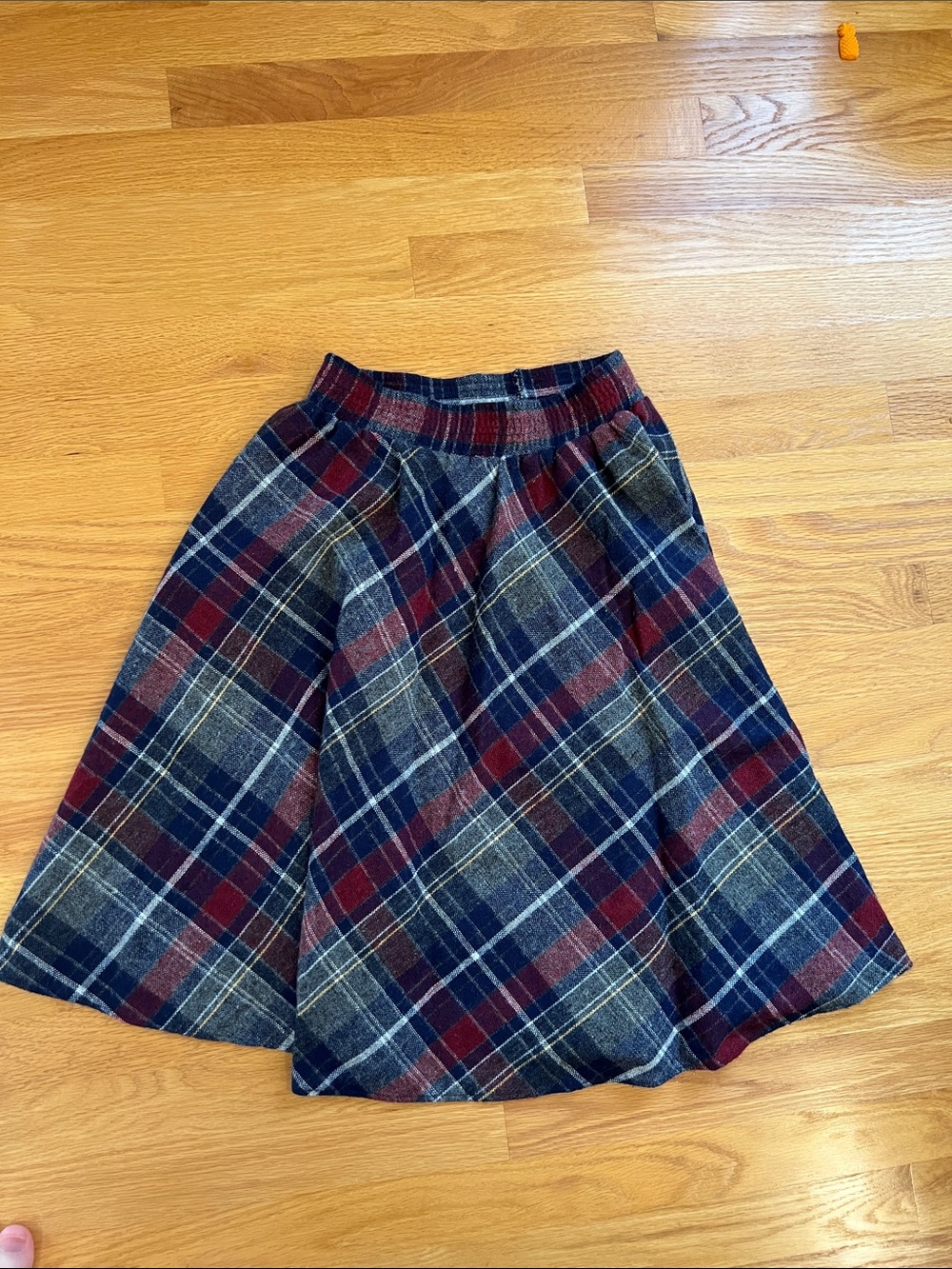Vintage girls 14 Classic Plaid Flared Skirt - Burgundy & Navy